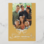 Prettig kerstfeest Simple Modern Coquette Boog Fot Folie Feestdagenkaart (Voorkant)