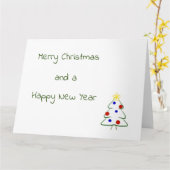 Prettig kerstfeest simppele boom tekening kaart (Gele Bloem)