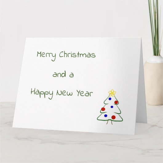 Prettig kerstfeest simppele boom tekening kaart (Voorkant)