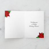 Prettig kerstfeest | Sinaasappelkat met Poinsettia Kaart (Binnen)