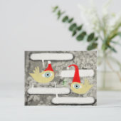 Prettig kerstfeest Sinterklaas december vogel kers Feestdagenkaart (Staand voorkant)