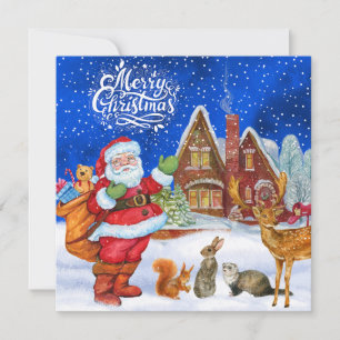 Prettig kerstfeest Sinterklaas en bosdieren Feestdagenkaart