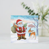 Prettig kerstfeest Sinterklaas en herten Feestdagenkaart (Staand voorkant)