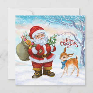 Prettig kerstfeest Sinterklaas en herten Feestdagenkaart