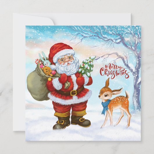 Prettig kerstfeest Sinterklaas en herten Feestdagenkaart (Voorkant)