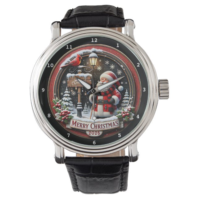Prettig kerstfeest Sinterklaas en Lantaarn Horloge (Voorkant)