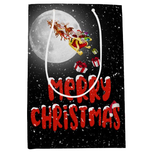 Prettig kerstfeest Sinterklaas en Maan Medium Cadeauzakje (Voorkant)