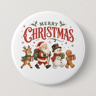 Prettig kerstfeest Sinterklaas en vrienden Ronde Button 7,6 Cm