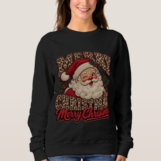 Prettig kerstfeest Sinterklaas luipaardprint Trui (Voorkant)