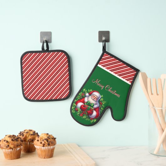 Prettig kerstfeest Sinterklaas Ovenwant & Pannenlap Set (Insitu(Ophanging))