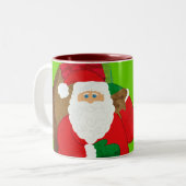 Prettig kerstfeest Sinterklaas rood/groen leuke mo Tweekleurige Koffiemok (Voorkant links)