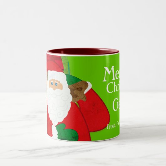 Prettig kerstfeest Sinterklaas rood/groen leuke mo Tweekleurige Koffiemok (Center)