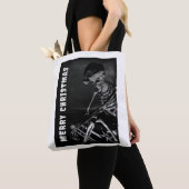 Prettig kerstfeest. Skelet met kerstmuts Tote Bag (Dichtbij)