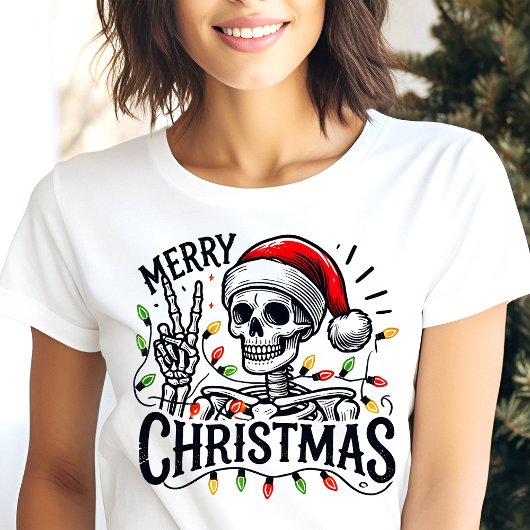 Prettig kerstfeest Skelet Vredesteken Tri-Blend Shirt