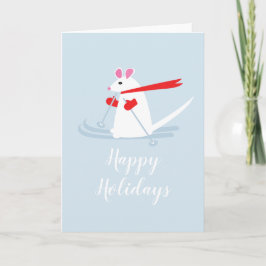 Prettig kerstfeest ski muis kerstgroet kaart