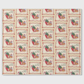 Prettig kerstfeest slee rit strepen cadeaupapier (Vlak)
