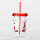 Prettig kerstfeest SlipperyJoe rood wit zilver ges Acryl Drinkbeker (Rechts)