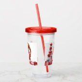 Prettig kerstfeest SlipperyJoe rood wit zilver ges Acryl Drinkbeker (Links)