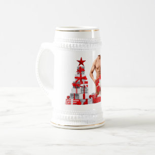 Prettig kerstfeest SlipperyJoe rood wit zilver ges Bierpul
