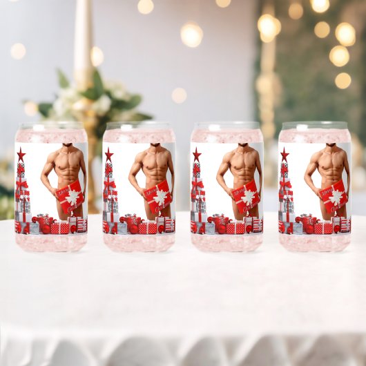 Prettig kerstfeest SlipperyJoe rood wit zilver ges Blikvorm Glas (Insitu (Huwelijk))