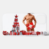 Prettig kerstfeest SlipperyJoe rood wit zilver ges Case-Mate iPhone Case (Achterkant (horizontaal))