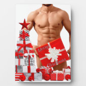 Prettig kerstfeest SlipperyJoe rood wit zilver ges Fotoplaat (voorkant)