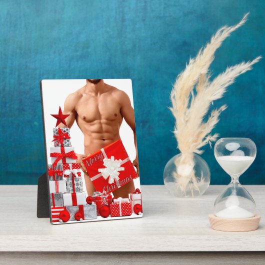 Prettig kerstfeest SlipperyJoe rood wit zilver ges Fotoplaat (Zijkant)