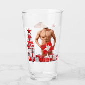 Prettig kerstfeest SlipperyJoe rood wit zilver ges Glas (Achterkant)