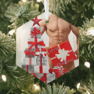 Prettig kerstfeest SlipperyJoe rood wit zilver ges Glas Ornament