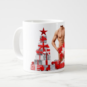Prettig kerstfeest SlipperyJoe rood wit zilver ges Grote Koffiekop