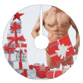 Prettig kerstfeest SlipperyJoe rood wit zilver ges Kerstboom Rok (Voorkant)