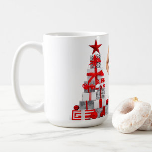 Prettig kerstfeest SlipperyJoe rood wit zilver ges Koffiemok