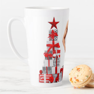 Prettig kerstfeest SlipperyJoe rood wit zilver ges Latte Mok