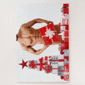 Prettig kerstfeest SlipperyJoe rood wit zilver ges Legpuzzel (Verticaal)