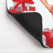 Prettig kerstfeest SlipperyJoe rood wit zilver ges Muismat (Hoek)