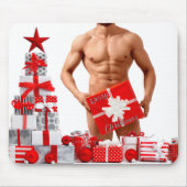 Prettig kerstfeest SlipperyJoe rood wit zilver ges Muismat (Voorkant)