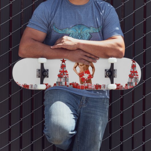Prettig kerstfeest SlipperyJoe rood wit zilver ges Persoonlijk Skateboard (Buiten 3)