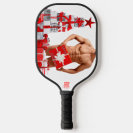 Prettig kerstfeest SlipperyJoe rood wit zilver ges Pickleball Paddle