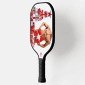 Prettig kerstfeest SlipperyJoe rood wit zilver ges Pickleball Paddle (Links)