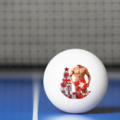 Prettig kerstfeest SlipperyJoe rood wit zilver ges Pingpongbal (Net)
