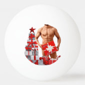 Prettig kerstfeest SlipperyJoe rood wit zilver ges Pingpongbal (Achterkant)