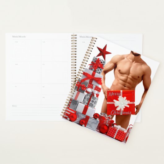Prettig kerstfeest SlipperyJoe rood wit zilver ges Planner (Display)