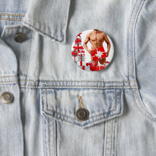 Prettig kerstfeest SlipperyJoe rood wit zilver ges Ronde Button 5,7 Cm