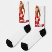 Prettig kerstfeest SlipperyJoe rood wit zilver ges Sokken (Links)