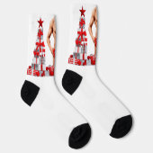 Prettig kerstfeest SlipperyJoe rood wit zilver ges Sokken (Rechts)