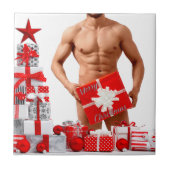 Prettig kerstfeest SlipperyJoe rood wit zilver ges Tegeltje (Voorkant)