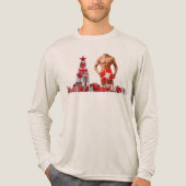 Prettig kerstfeest SlipperyJoe rood wit zilver ges Tri-Blend Shirt (Voorkant volledig)