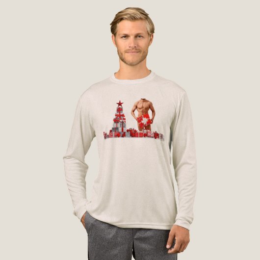 Prettig kerstfeest SlipperyJoe rood wit zilver ges Tri-Blend Shirt (Voorkant)