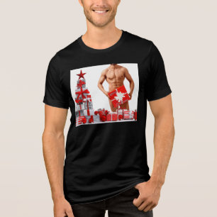 Prettig kerstfeest SlipperyJoe rood wit zilver ges Tri-Blend Shirt