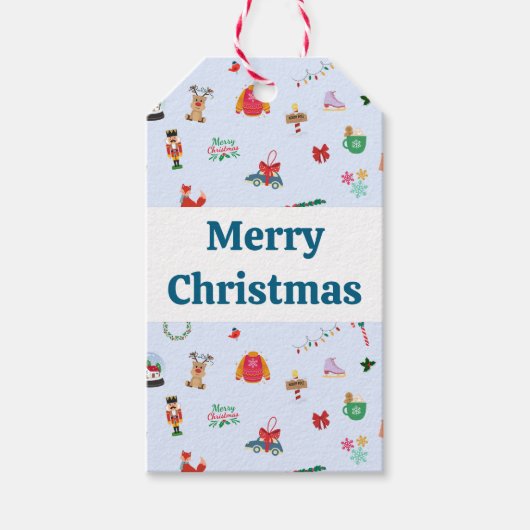 Prettig kerstfeest smaaklabel met leuke details cadeaulabel (Voorkant)